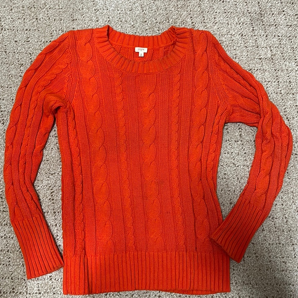 J.Crew Factory orange cable-knit sweater size small
